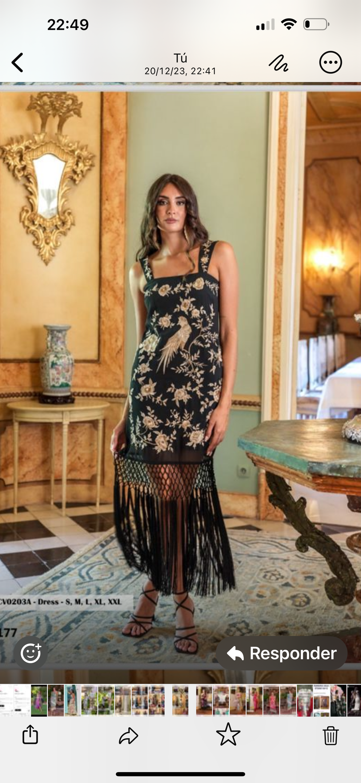 Vestido bordado en hilo